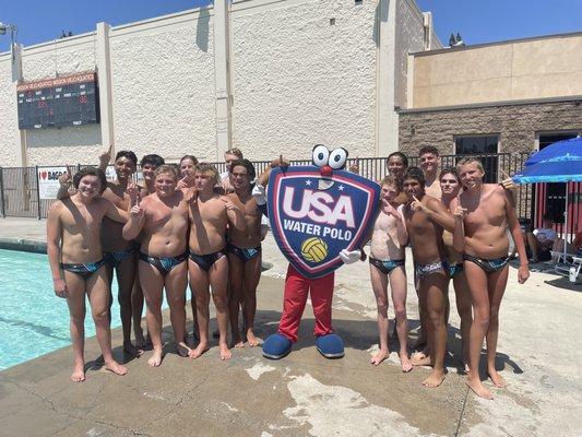 16u boys with USA water polo mascot.. SHIELDY