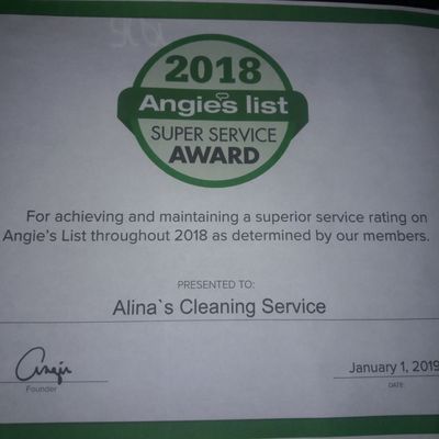 Angie's List Super Service award winning  for a fifth time in a row !!