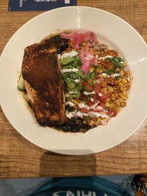 Enlightened Cauliflower & Quinoa Power Bowl With Blackened Salmon