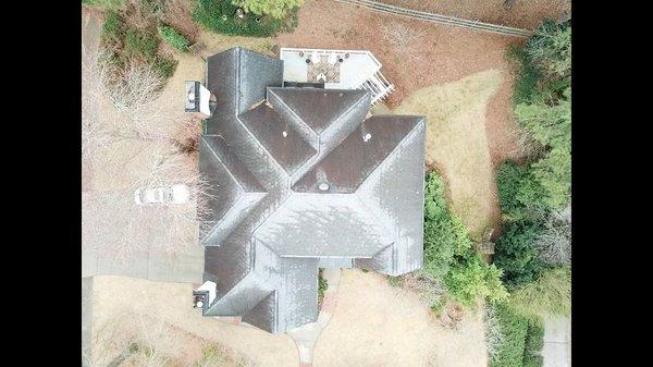 Drone view of roof