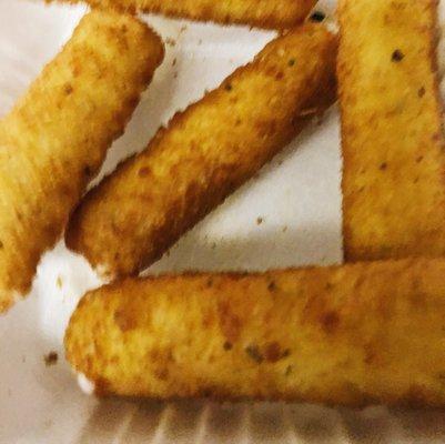 Cheesy warm mozzarella sticks