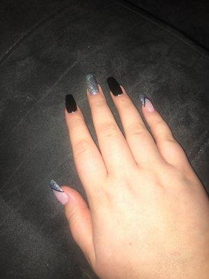 Manicure with acrylic and shellac polish