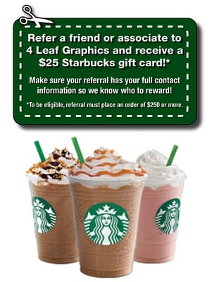 We LOVE referrals and how can you resist FREE Starbucks!!! :)