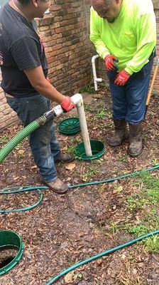 Working hard! Septic clean out