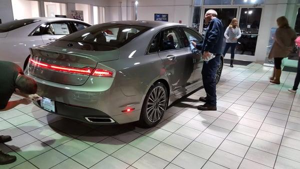 They detailed the car and then pulled it into the showroom for us to inspect before we took delivery.