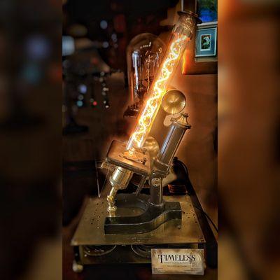 Steampunk Lamp designed from a 100 year old microscope, A TIMELESS Classic