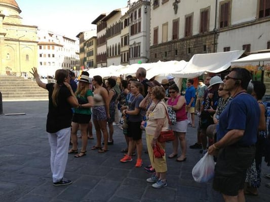 Starting our walking tour on a beautiful day in Florence.