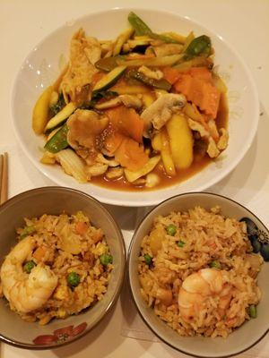 Grubhub delivery: Pineapple dish with chicken. Shrimp fried rice.