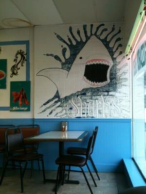 The shark, painted on the wall of Sharks