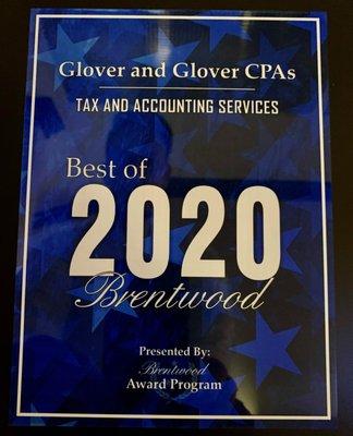 2020 Best of Brentwood
 Income Tax and Accounting