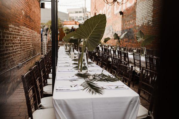 Wedding dining setup, lower courtyard