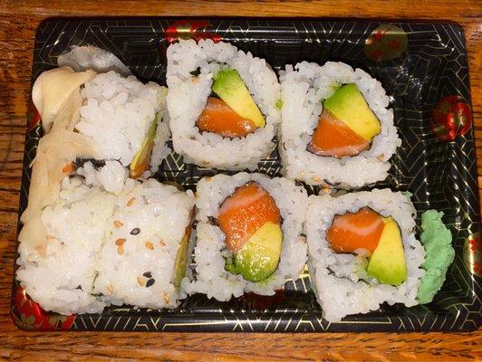 Salmon Avocado Roll delicious  their rice is thicker than usual but i like their ginger is natural free of artificial color dye