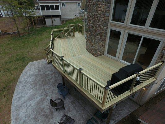 Deck Remodel with New Pressure Treated and Custom Rails -Maine-