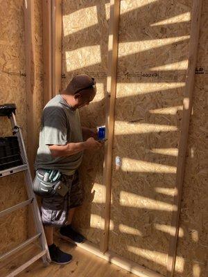 Installing electrical on storage room