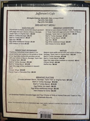 Breakfast Menu