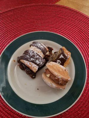 Chocolate-covered baked yumminess, and almond filled gooeyness. Sooo good.