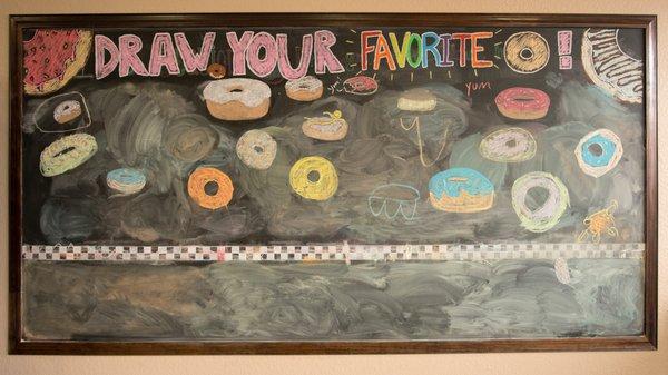 Cute chalk board you can draw donuts on.