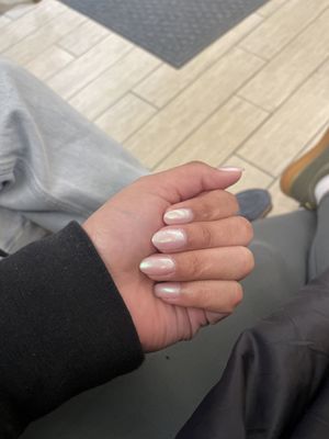 Glazed donut/hailey Bieber nails