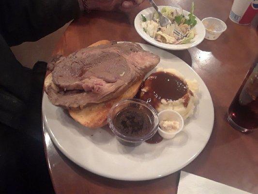 Open Faced Prime Rib Sandwich