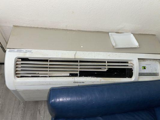 Broken grill on the air conditioner/heater