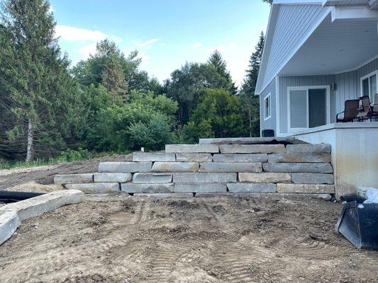 Natural limestone retaining wall