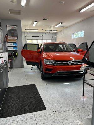 Tint being installed into my new Volkswagen Tiguan.