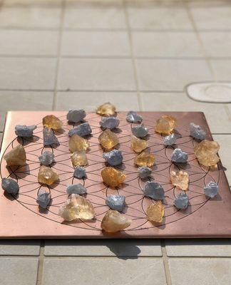 Citrine and Celestine Crystal Grid