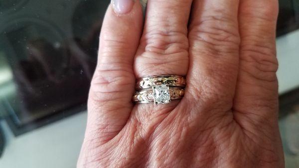 Repaired Black Hills gold set with upgraded diamond - polished and a perfect fit! :)