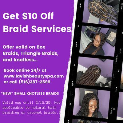 Discount off braids special