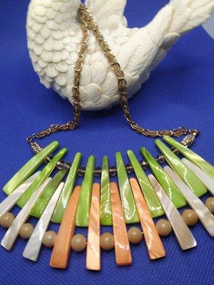 Colored cut stone necklace