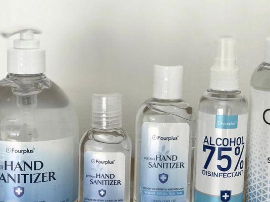 All sizes & types of hand & table sanitizer