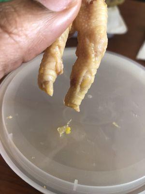 Chicken foot soup. The nails was still on the chicken feet so they didn't clean the chicken