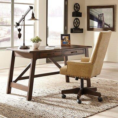 This home office desk with canted legs takes a fresh stance on style.