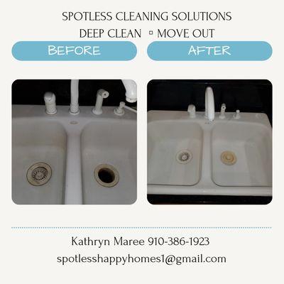 Deep Clean: Before and After of thorough cleaning of sink using cleaning agents and steam cleaning