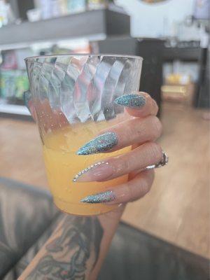 My new gelix nails  with complimentary mimosa