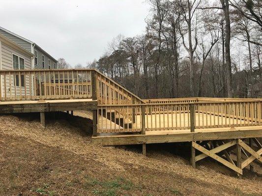 2 level wood deck