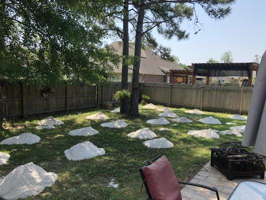 Sand installed prior to sod Bedico back yard.