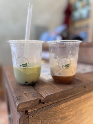 Matcha Boba Milk and cold brew