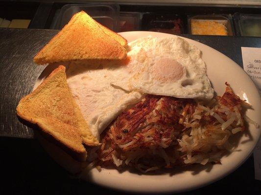 2 Eggs with Extra Crispy Hashbrowns!