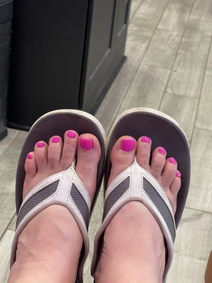 Pink gel nail pedicure. Best!