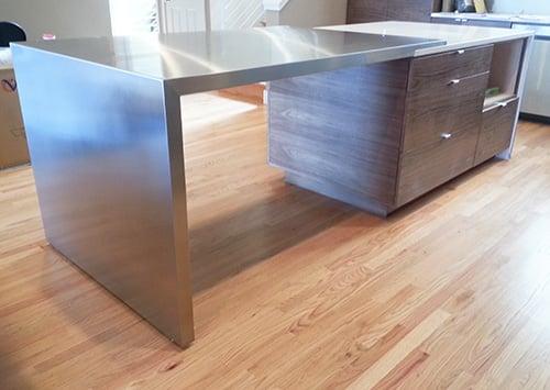 Custom seamless kitchen island "waterfall"