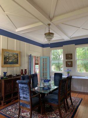 Dining area is refurbished, light and airy. Well appointed and inviting.