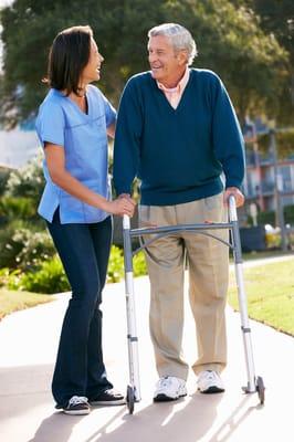 Affinia Caregivers can assist with walking.