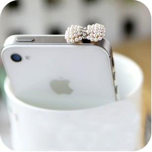 Pearl-bow phone ear phone plug dust cover