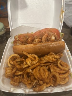 Shrimp poboy Curly fries