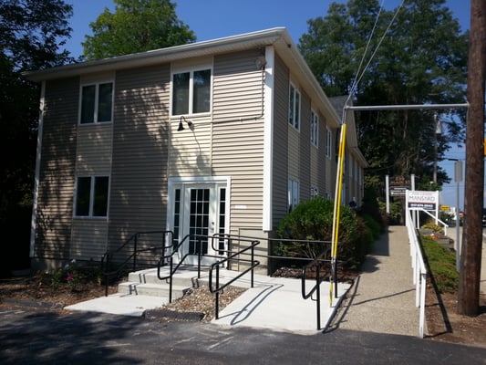 The entrance to our  newly renovated first floor office. We have plenty of parking. We are located at 299 Main Street, Wilmington.