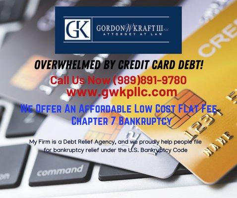 Credit card debt can overwhelm you and become too much, CALL US for your fresh start from debt! Call (989) 891-9780 or www.gwkpllc.com