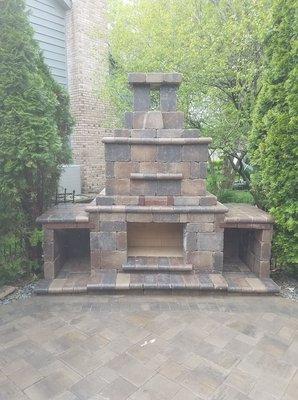 Outdoor fireplace finished