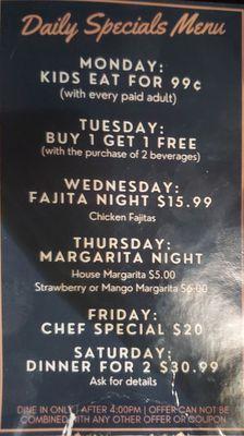 Weekly specials