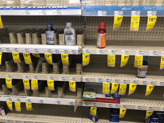 How bare the cough medicine isle is.